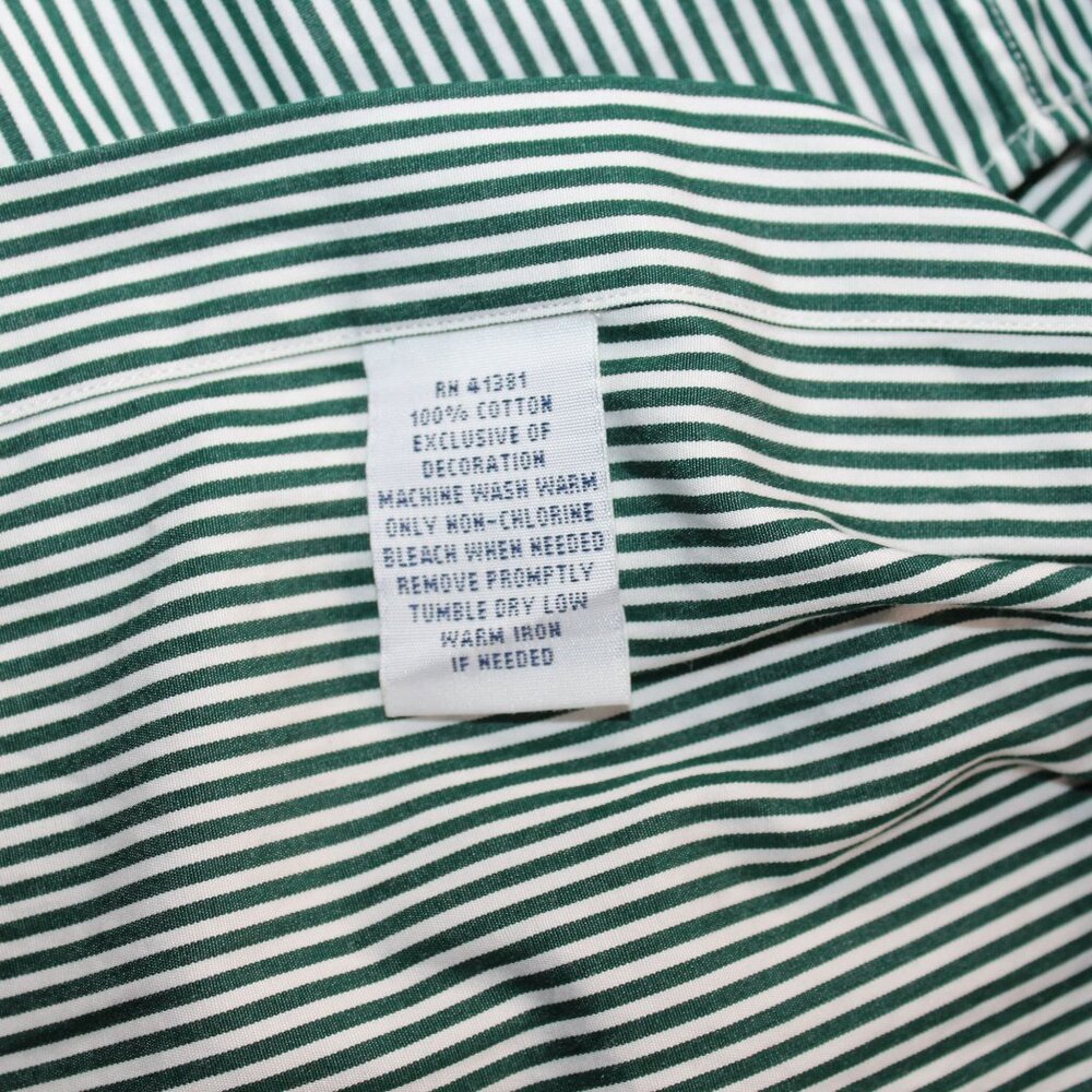Ralph Lauren Mens XL Button Down Dk Green Striped Dress Shirt Office Travel - Picture 9 of 9